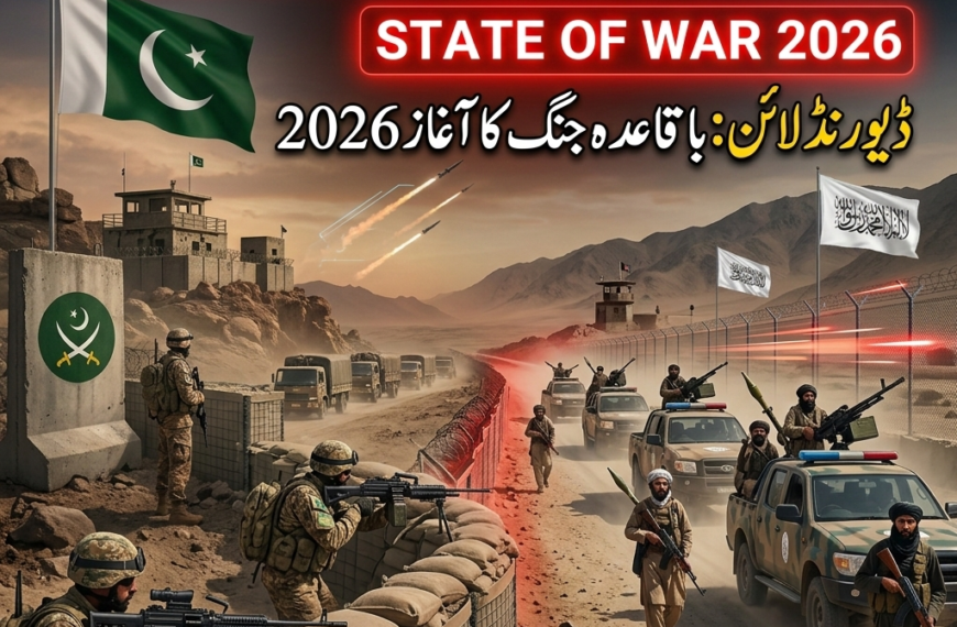 Infographic map of Durand Line border glowing red with war icons on February 27, 2026