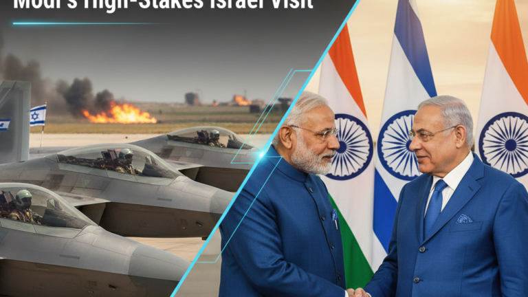 PM Modi and Benjamin Netanyahu shaking hands in Tel Aviv February 2026