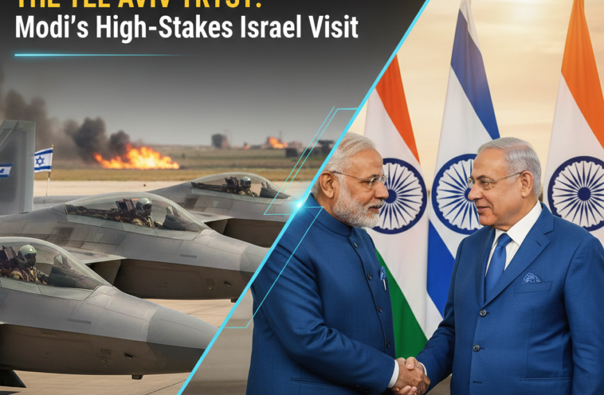 PM Modi and Benjamin Netanyahu shaking hands in Tel Aviv February 2026