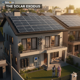 Aerial view of residential rooftops in Pakistan covered in solar panels 2026